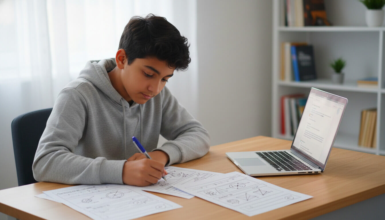 Student using MeraTutor AI workbooks