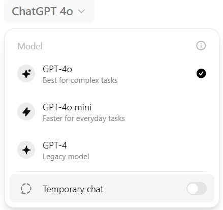 Paid ChatGPT AI Model Selection